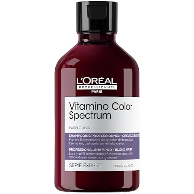 شامبو لوريال باريس بروفيشنال لتألق اللون مع تأثير الشعر الزجاجي للشعر الملون، يحيّد اللون الأصفر، سلسلة إكسبيرت، شامبو فيتامينو كولور سبيكتروم بالأصباغ البنفسجية المحايدة، 300 مل - Image 1