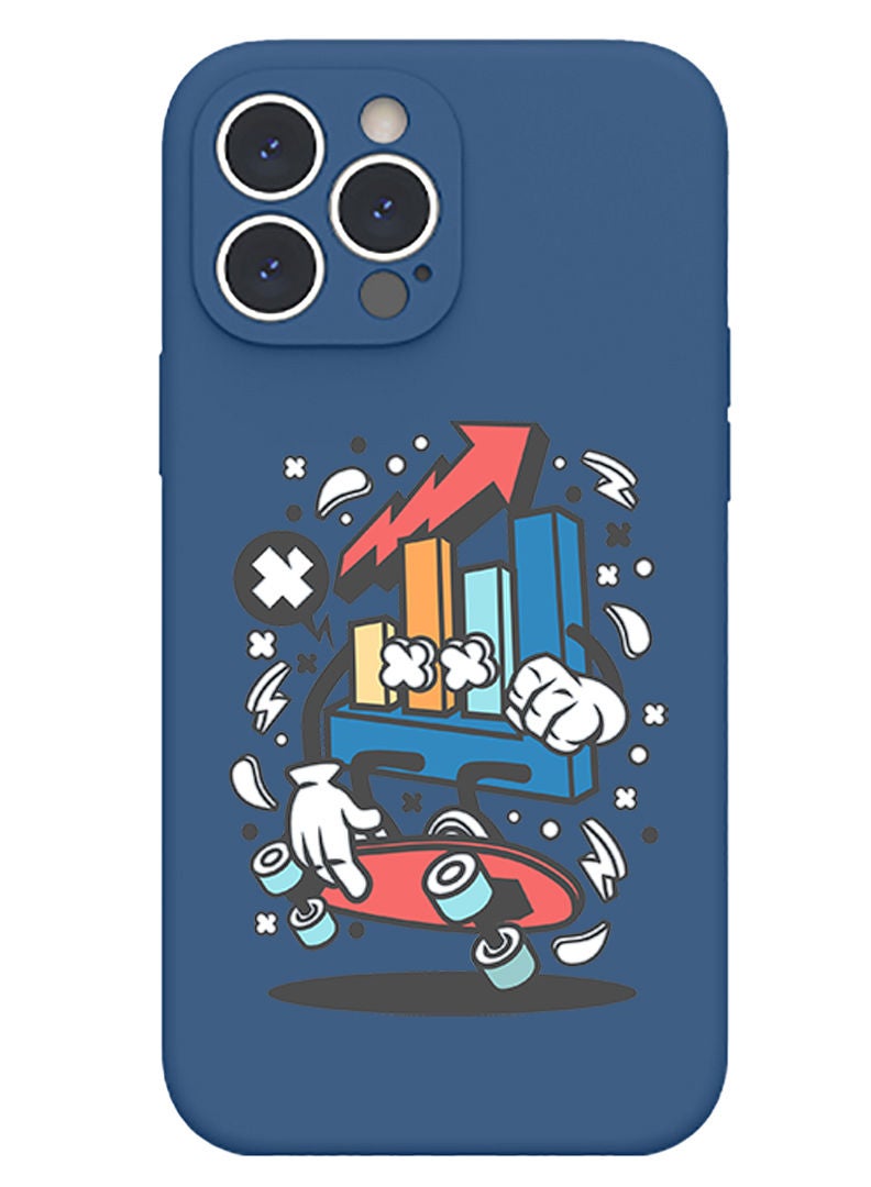 Theodor Protective Slim Fit Case Liquid Silicone Cover with Full Body Protection Anti-Scratch Shockproof Case For iPhone 13 Pro Blue  - Stop & Smell Flowers - Image 1