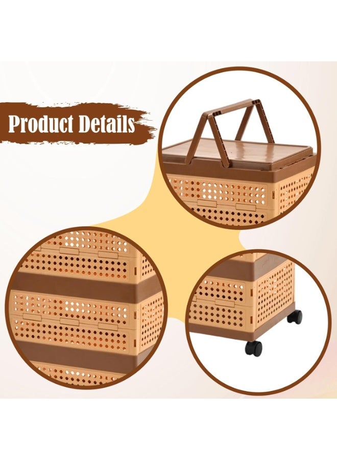 بلومنغ تايم سلة تخزين قابلة للطي بثلاثة أرفف مزودة بعجلات - منظم بلاستيكي جيد التهوية بمقبض - Image 5