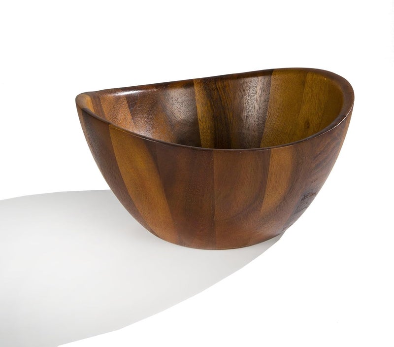 Nambe Nambé Harmony 3-Piece Salad Set – 12" Acacia Wood Serving Bowl with 12" Tongs – Designer Salad Bowl & Server Set for Dining, Entertaining & Kitchen Décor – Flowing Curves & Elegant Lines - Image 2