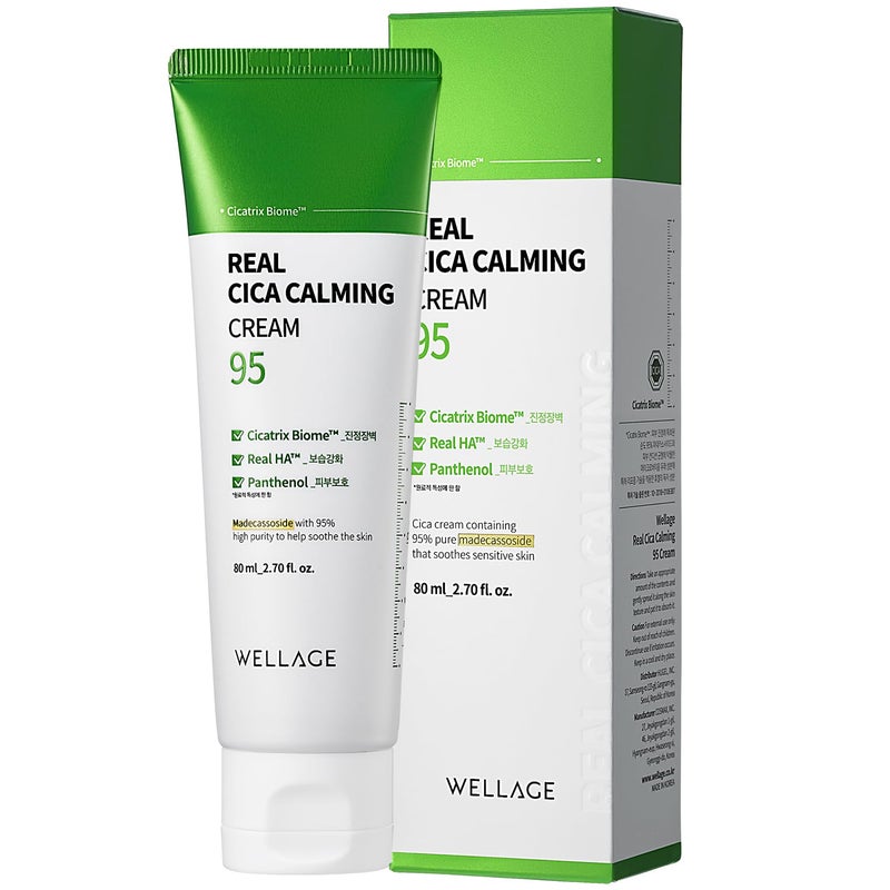 WELLAGE Cica Calming Cream - Korean Face Soothing Moisturizer, High Purity Madecassoside with Centella Asiatica Panthenol - Calms Sensitive Skin, Anti-Redness & Rosacea, Anti-Scaling & Blemish, 2.7oz - Image 1
