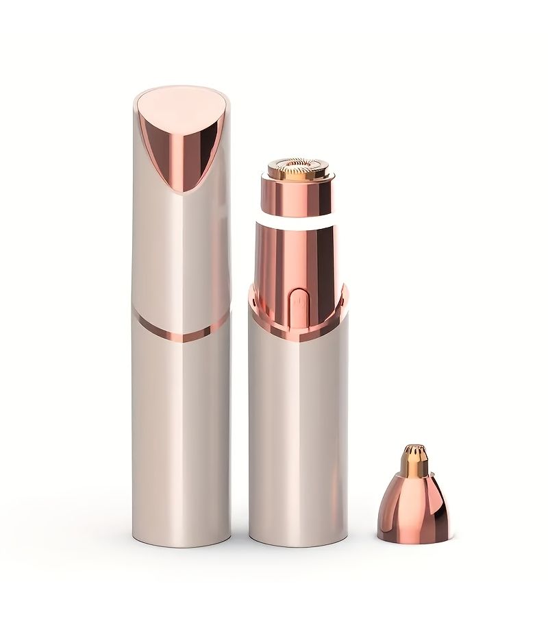 Rose Golden 2 In 1 Rechargeable Facial Hair Trimmer Eyebrow Shaper And Nose Hair Remover Razor For Face Lips And Body - Image 5