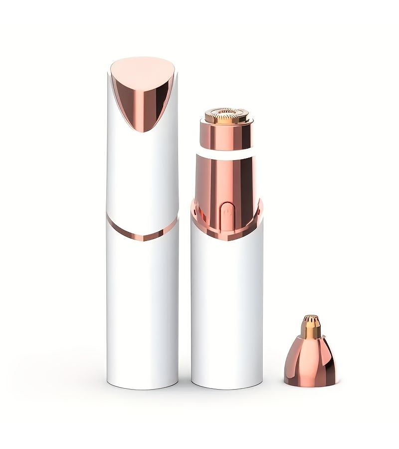 Rose Golden 2 In 1 Rechargeable Facial Hair Trimmer Eyebrow Shaper And Nose Hair Remover Razor For Face Lips And Body - Image 4
