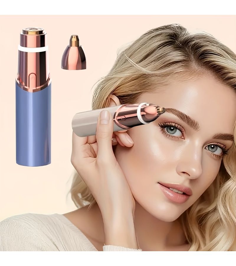 Rose Golden 2 In 1 Rechargeable Facial Hair Trimmer Eyebrow Shaper And Nose Hair Remover Razor For Face Lips And Body - Image 1