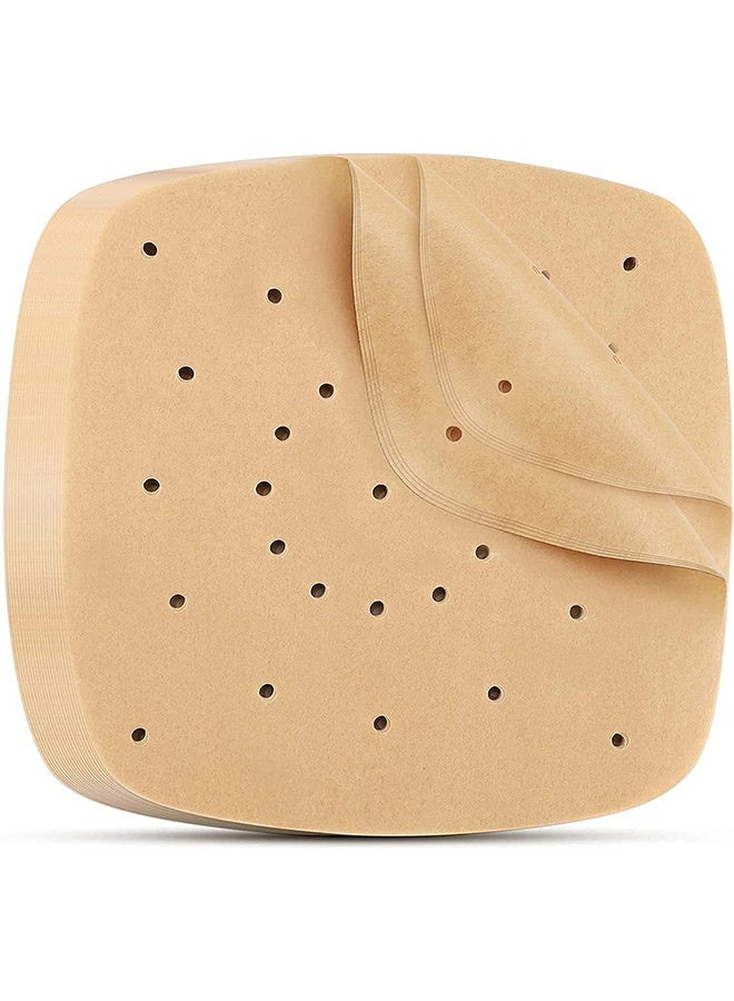 بشكل مختصر 100 قطعة من بطانة قلاية الهواء، مقاس 8.5 بوصة - ورق زبدة لقلاية الهواء، ورق بطانة مربع لقلاية الهواء، ورق زبدة متين مثقب لورق قلاية الهواء، سلة البخار - Image 1