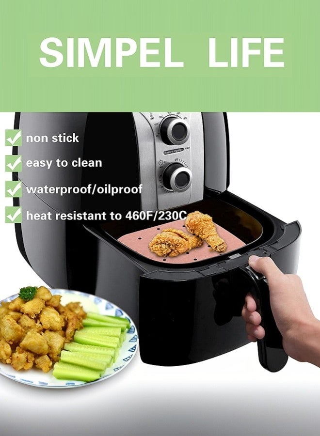 بشكل مختصر 100 قطعة من بطانة قلاية الهواء، مقاس 8.5 بوصة - ورق زبدة لقلاية الهواء، ورق بطانة مربع لقلاية الهواء، ورق زبدة متين مثقب لورق قلاية الهواء، سلة البخار - Image 5