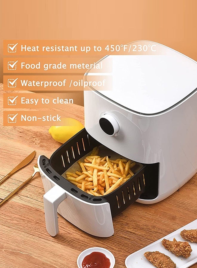 بشكل مختصر 100 قطعة من بطانة قلاية الهواء، مقاس 8.5 بوصة - ورق زبدة لقلاية الهواء، ورق بطانة مربع لقلاية الهواء، ورق زبدة متين مثقب لورق قلاية الهواء، سلة البخار - Image 3