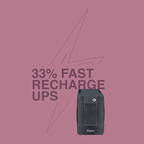 FINGERS Fast Recharge FR-630 UPS Power Supply (600VA/360W, Line Interactive, 33% Faster Recharge, AVR Stabilization, Generator/Inverter Compatible, Auto Restart, Cold Start Mode) – Jet Black - Image 2