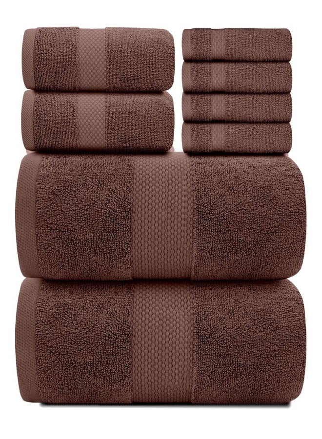 Kingston Kingston Premium Quality High Absorbent Bath Towel Set 2 Bath Towels 2 Hand Towels And 4 Wash Cloths Combo Pack of 8 Brown  - Image 1