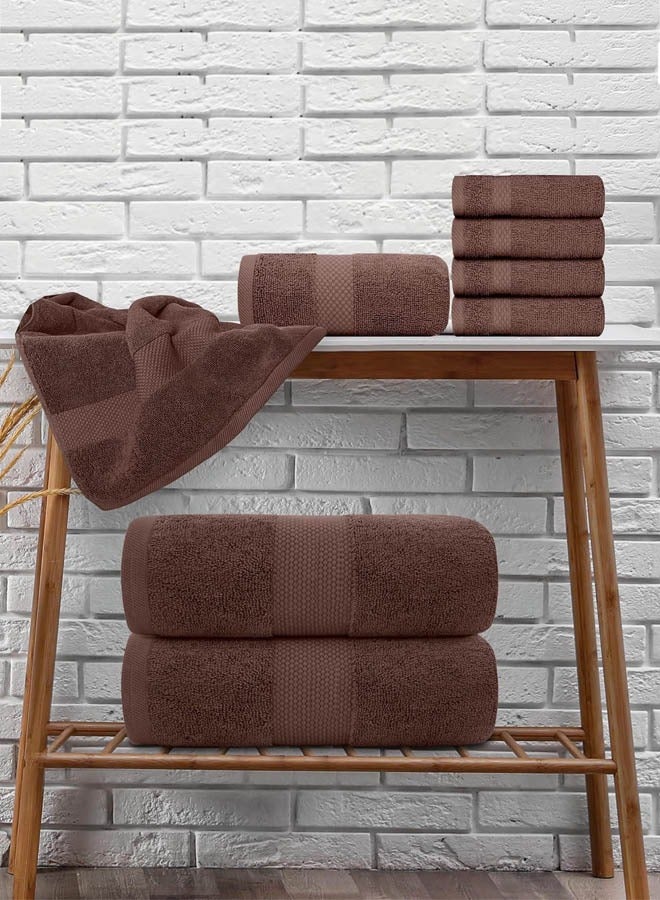 Kingston Kingston Premium Quality High Absorbent Bath Towel Set 2 Bath Towels 2 Hand Towels And 4 Wash Cloths Combo Pack of 8 Brown  - Image 3