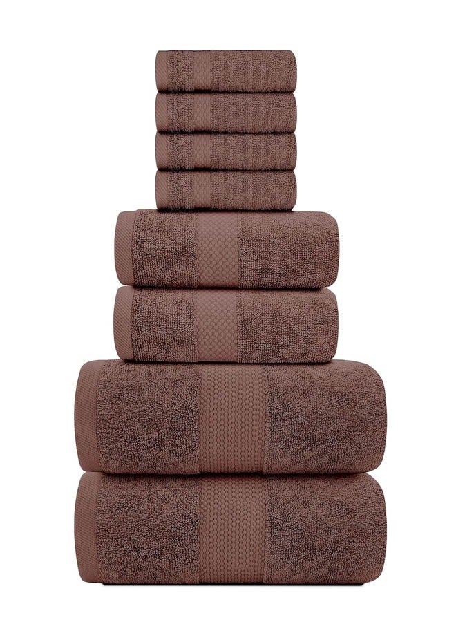 Kingston Kingston Premium Quality High Absorbent Bath Towel Set 2 Bath Towels 2 Hand Towels And 4 Wash Cloths Combo Pack of 8 Brown  - Image 2