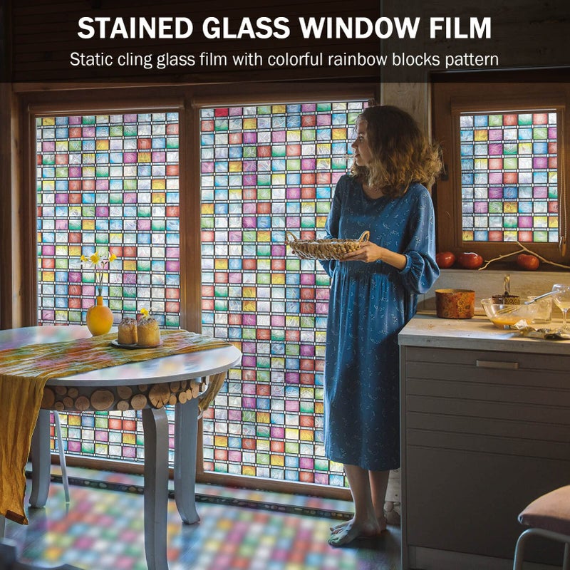 Feomos ملون نافذة زجاجية فيلم Rainbow Window Tint Window أفلام خصوصية ملصقات نافذة ديكور للمنزل المضاد للأشعة فوق البنفسجية 11.8 × 118 بوصة - Image 2