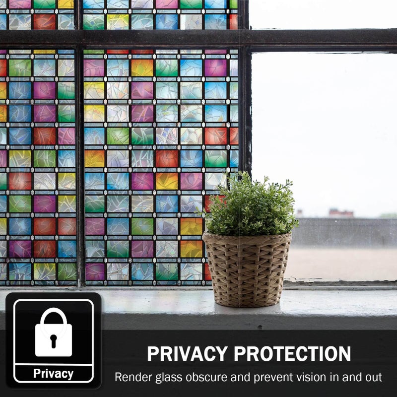 Feomos ملون نافذة زجاجية فيلم Rainbow Window Tint Window أفلام خصوصية ملصقات نافذة ديكور للمنزل المضاد للأشعة فوق البنفسجية 11.8 × 118 بوصة - Image 4