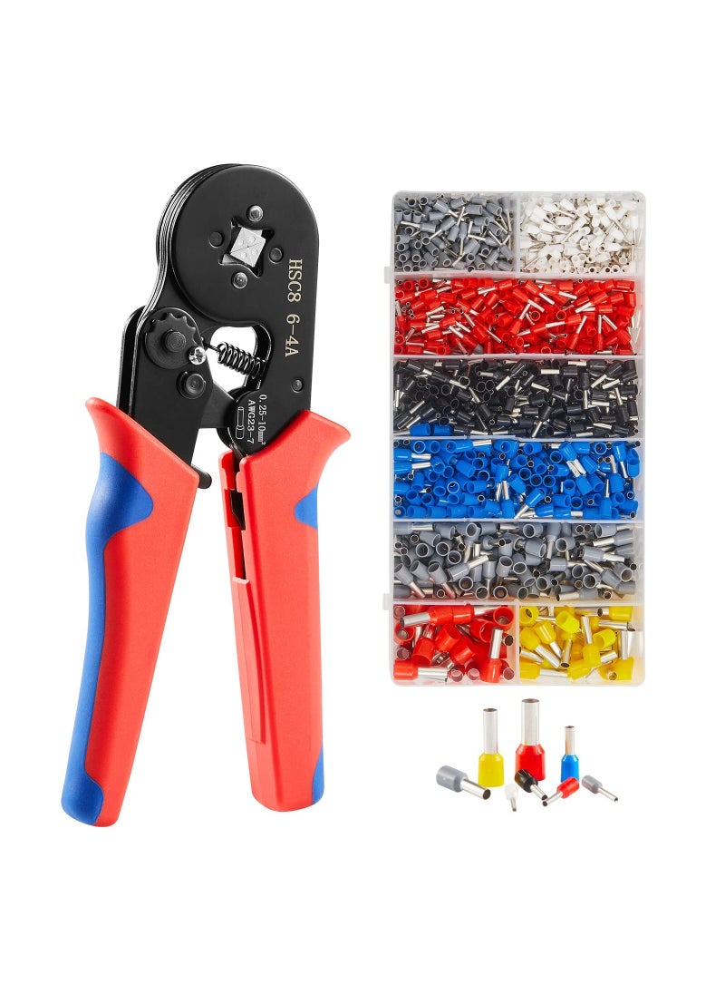 KASTWAVE Ferrule Crimping Tools Wire Pliers - 1250 PCS Wire Ferrules with Crimpers Pliers Kit for Electricians, Adjustable Ratchet Tools with Terminals Connectors 0.25-10 mm² (AWG 23-7)  - Image 1