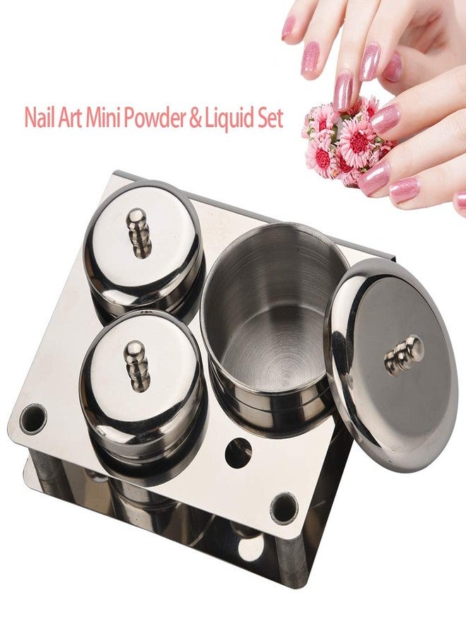 TOPINCN Stainless Steel Powder Storage Box Nail Tips Cup Nail Art Equipment Manicure Tools Mini Powder & Liquid Storage Cans Set for Nail Powder Pigment Decoration Manicure, 3pcs - Image 3