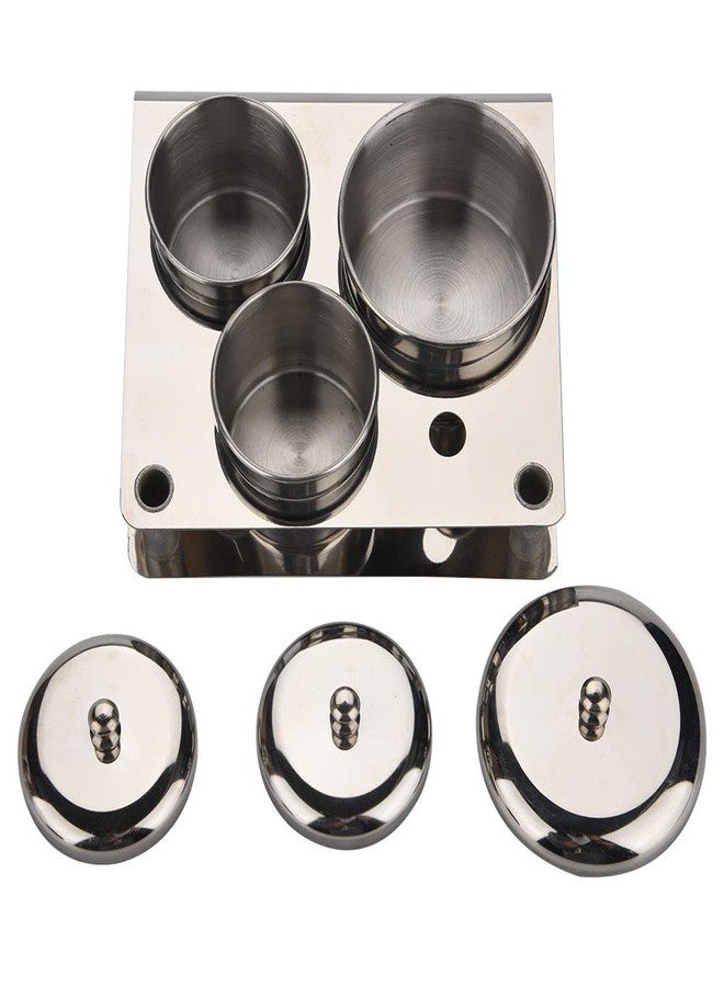 TOPINCN Stainless Steel Powder Storage Box Nail Tips Cup Nail Art Equipment Manicure Tools Mini Powder & Liquid Storage Cans Set for Nail Powder Pigment Decoration Manicure, 3pcs - Image 2