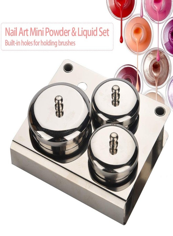 TOPINCN Stainless Steel Powder Storage Box Nail Tips Cup Nail Art Equipment Manicure Tools Mini Powder & Liquid Storage Cans Set for Nail Powder Pigment Decoration Manicure, 3pcs - Image 5