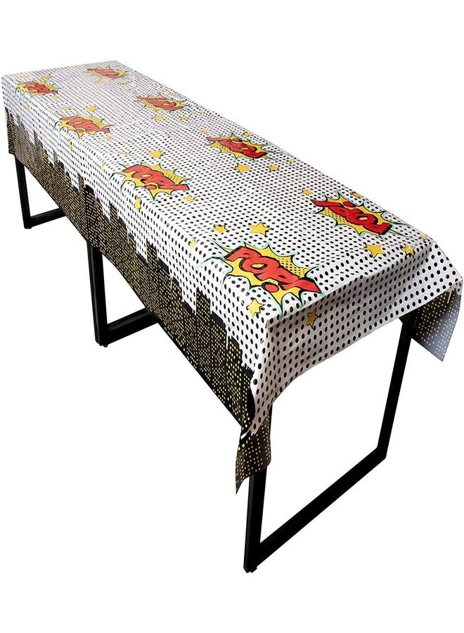 Blue Panda Comic Book Party Decorations Tablecloths 3-Pack - 54 x 108 in, Plastic & Cartoon Pattern - Disposable Birthday Table Cover for Boys - Comic Birthday Party Supplies - Image 4