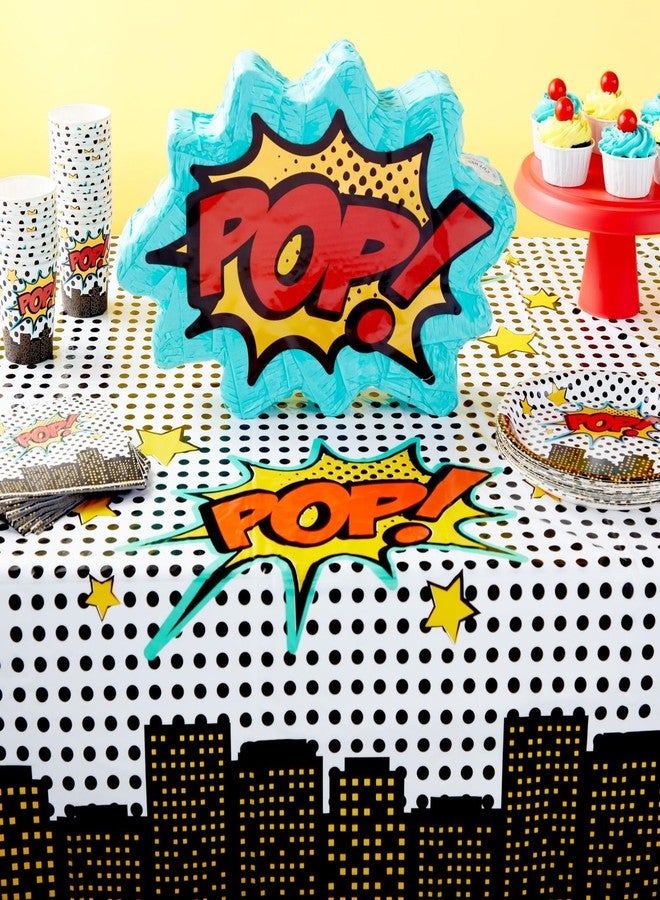 Blue Panda Comic Book Party Decorations Tablecloths 3-Pack - 54 x 108 in, Plastic & Cartoon Pattern - Disposable Birthday Table Cover for Boys - Comic Birthday Party Supplies - Image 2