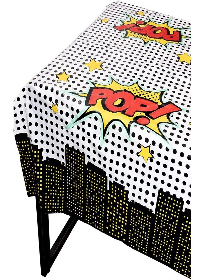 Blue Panda Comic Book Party Decorations Tablecloths 3-Pack - 54 x 108 in, Plastic & Cartoon Pattern - Disposable Birthday Table Cover for Boys - Comic Birthday Party Supplies - Image 1