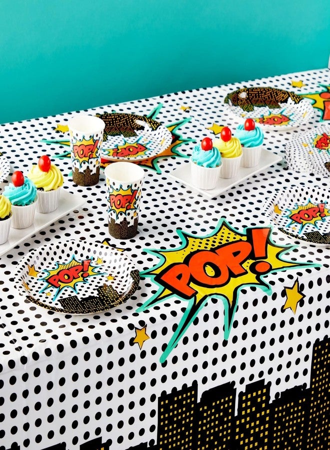 Blue Panda Comic Book Party Decorations Tablecloths 3-Pack - 54 x 108 in, Plastic & Cartoon Pattern - Disposable Birthday Table Cover for Boys - Comic Birthday Party Supplies - Image 3
