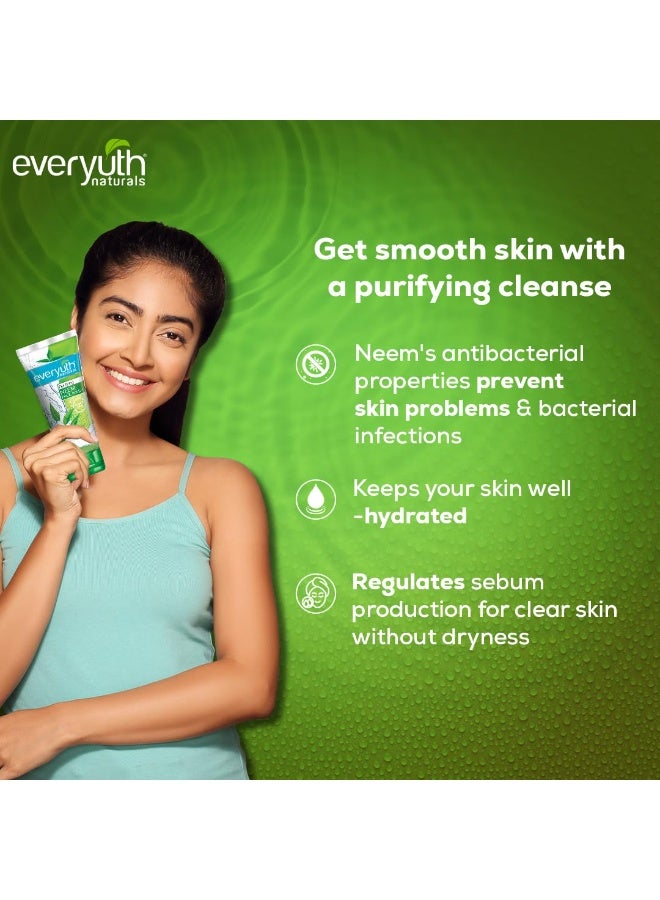 إيفريوث غسول الوجه المُنقّي من Everyuth Naturals بزيت النيم | مضاد للبكتيريا، زيت النيم وشجرة الشاي | بشرة مُرطبة، صافية، وصحية | خالٍ من البارابين | خالٍ من الصابون بنسبة 100% | للبشرة الدهنية، الجافة، العادية، المُختلطة، والحساسة - 150 غرام (عبوة من قطعتين) - Image 5