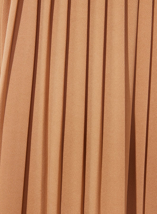 trendyol Camel Skirt Pleated Scuba Knitted Dress TCTAW24EL00000 - Image 5