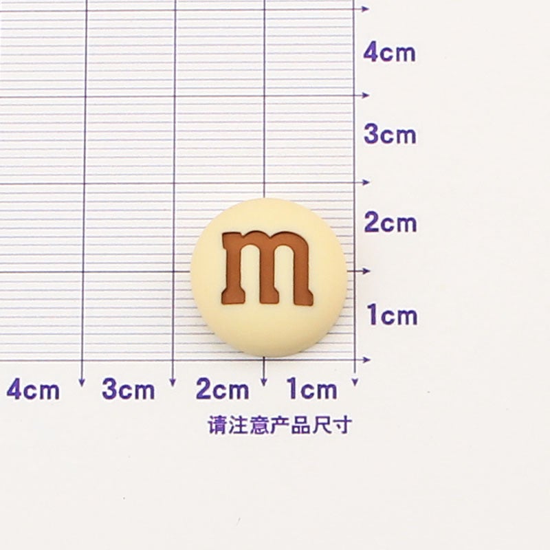 Mica Biscuits M Bean Resin Cream Glue Mobile Phone Shell Head Rope Hair Card Jewelry DIY Wholesale Water Cup Sticker Stationery Box Beige Big M Bean