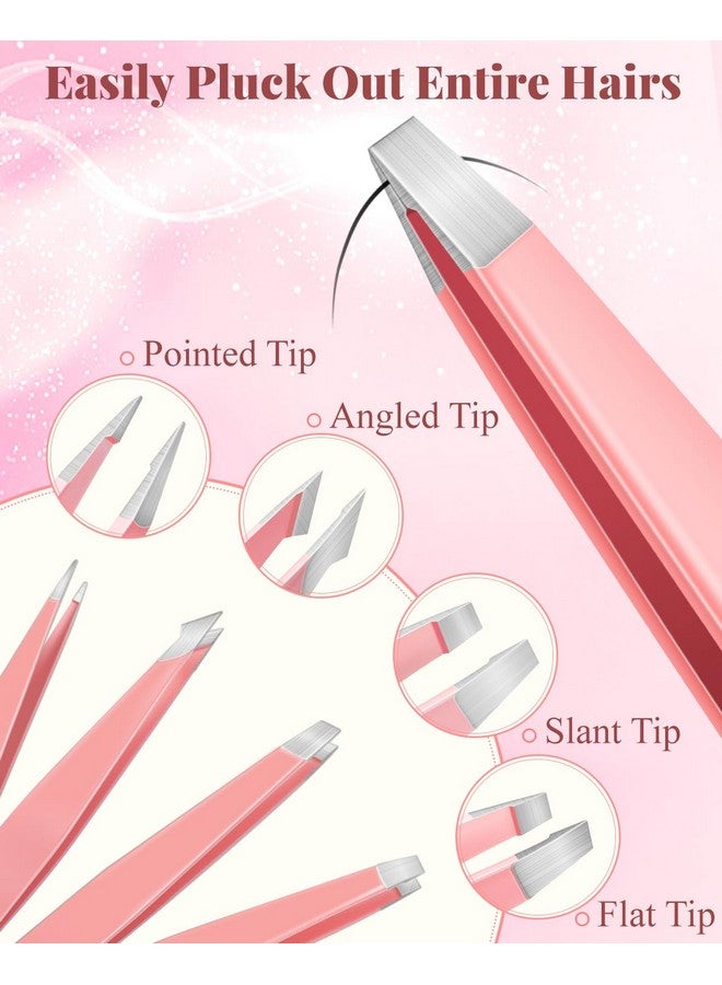 MORGLES Tweezers For Women Facial Hair, 10Pcs Eyebrow Tweezer Set And Blackhead Remover And Pimple Popper Tool Kit With Leather Travel Case - Image 3