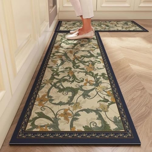 Gvnd Anti-Fatigue Kitchen Mat Set of 2 – Cushioned Non-Slip Rubber Mats for Kitchen Floor, Waterproof & Super Absorbent Standing Mat with Non-Skid Backing for Sink, Laundry Room & Home Office - Image 1