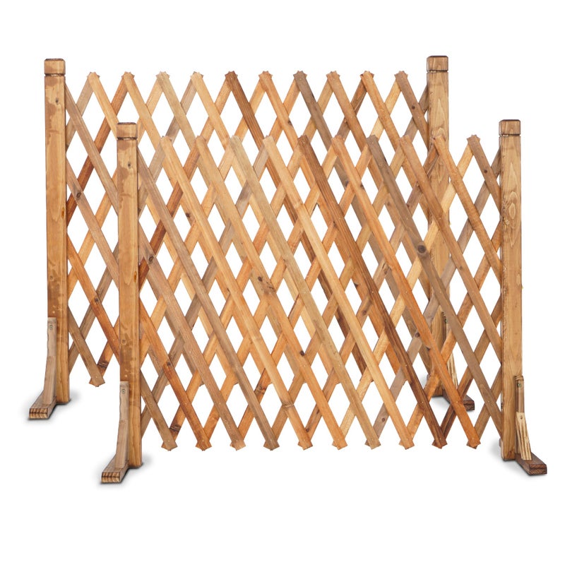 MYOYAY 2PCS Expandable Instant Fence Retractable Wooden Fence Wooden Pet Gate Freestanding Wood Plant Screen Fence Partition Wood Garden Trellis for Home Yard Garden Indoor Outdoor Decor - Image 1