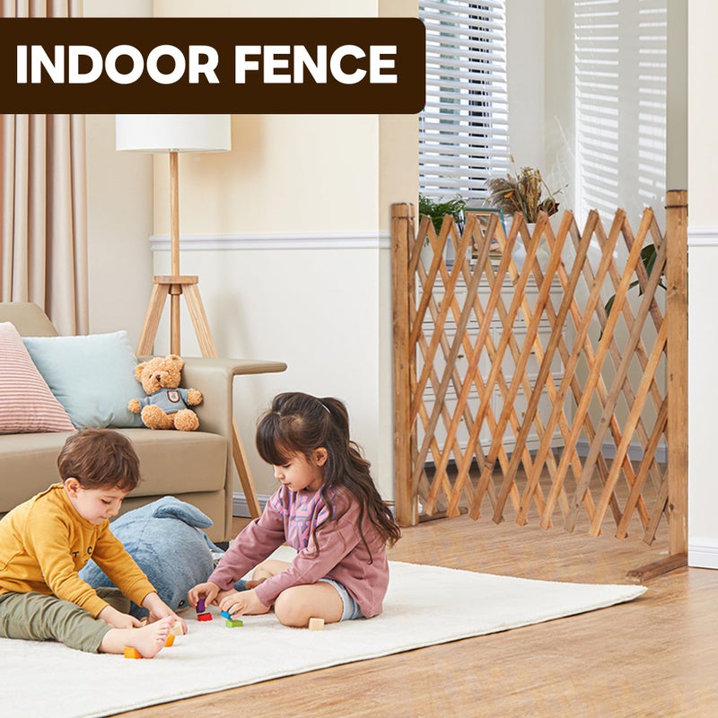 MYOYAY 2PCS Expandable Instant Fence Retractable Wooden Fence Wooden Pet Gate Freestanding Wood Plant Screen Fence Partition Wood Garden Trellis for Home Yard Garden Indoor Outdoor Decor - Image 5