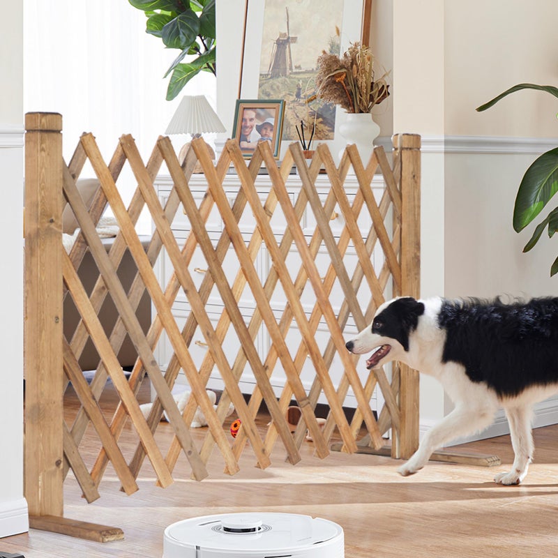 MYOYAY 2PCS Expandable Instant Fence Retractable Wooden Fence Wooden Pet Gate Freestanding Wood Plant Screen Fence Partition Wood Garden Trellis for Home Yard Garden Indoor Outdoor Decor - Image 4