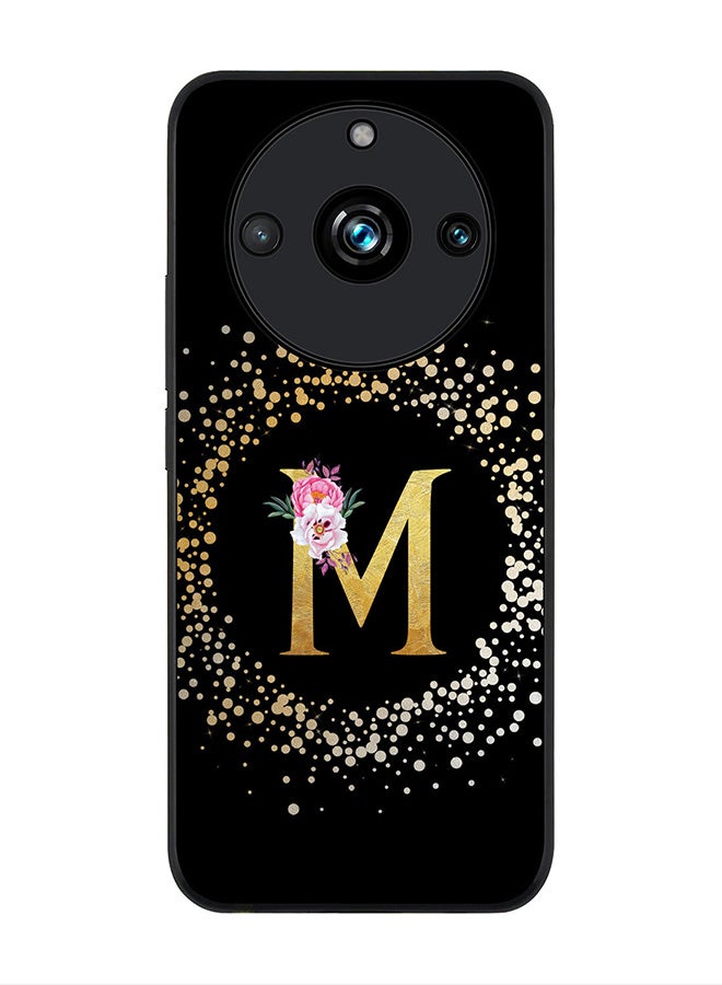 Stylizedd Rugged Black Edge case for Realme 11 Pro/Realme 11 Pro+, Slim fit Flexible   Custom Monogram Initial Letter Floral Pattern Alphabet - M (Black) - Image 1