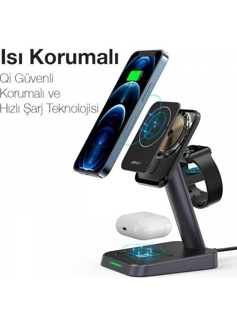 Polhammobile - Polham 3in1 15W Magnetic Magsafe Wireless Charging Phone, Watch and Headphone Charging Stand - Image 1