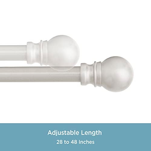 Kenney KN55970 Davenport Ball End Petite Café Decorative Window Curtain Rod, 28-48" Adjustable Length, Brushed Nickel Finish, 1/2" Diameter Steel Tube - Image 4