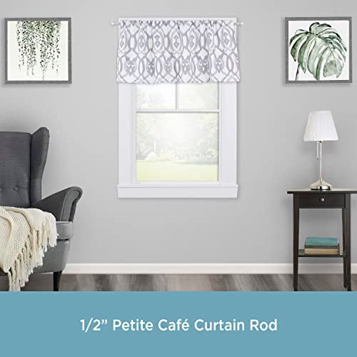 Kenney KN55970 Davenport Ball End Petite Café Decorative Window Curtain Rod, 28-48" Adjustable Length, Brushed Nickel Finish, 1/2" Diameter Steel Tube - Image 2