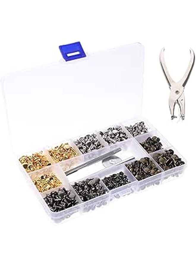 Double Sided Metal Rivets Leathercraft Kit 480 Pcs in 4 Colors for DIY Shoes Bags Accessories - Image 1