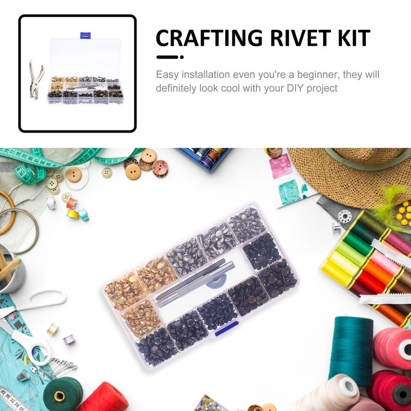 Double Sided Metal Rivets Leathercraft Kit 480 Pcs in 4 Colors for DIY Shoes Bags Accessories - Image 4
