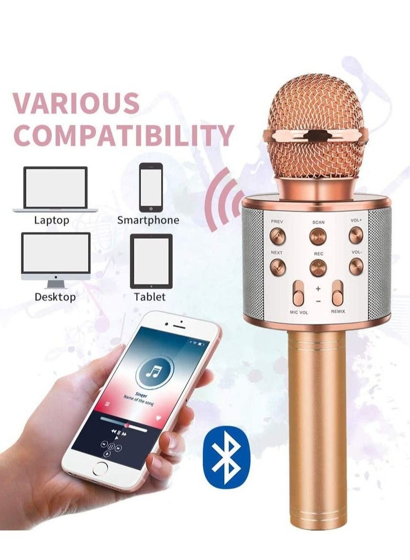 ELTRAZONE Wireless Bluetooth Karaoke MicrophoneRechargeable Kids Microphone Karaoke MachineProfessional Handheld Karaoke Mic Speaker Home KTV Kids Birthday Party - Best Gifts for Kids Adults (Gold) - Image 3