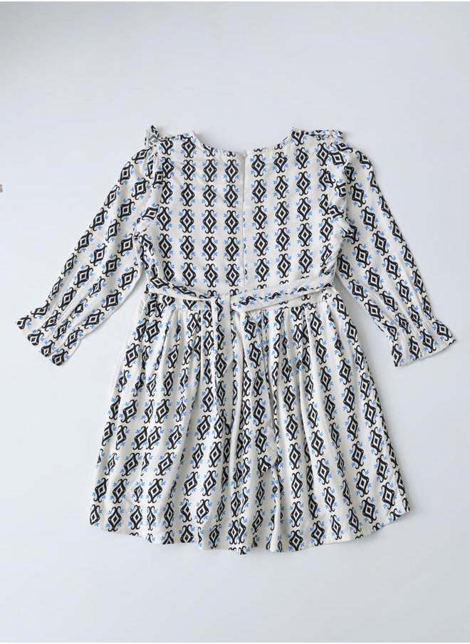 BELLA MODA All-Over Print Bow Detail Dress with Long Sleeves by Styli  - Image 3