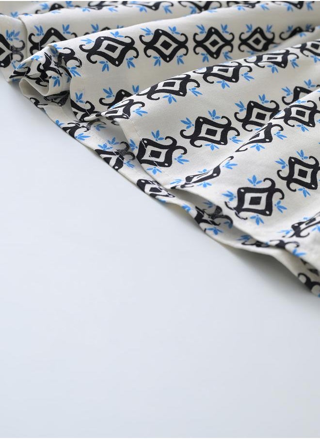 BELLA MODA All-Over Print Bow Detail Dress with Long Sleeves by Styli  - Image 5
