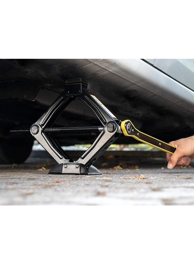 Pantograph Car Jack – 1 Ton Capacity with Ratchet Wrench – Heavy-Duty & Compact Manual Lifting Tool - Image 2