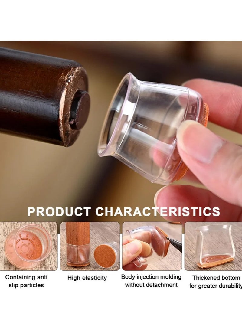 32-Piece Silicone Chair Leg Protectors for Hardwood Floors – Square Non-Slip Caps (34-50cm), Thick & Durable, Scratch-Resistant Floor Guards (Clear) - Image 2