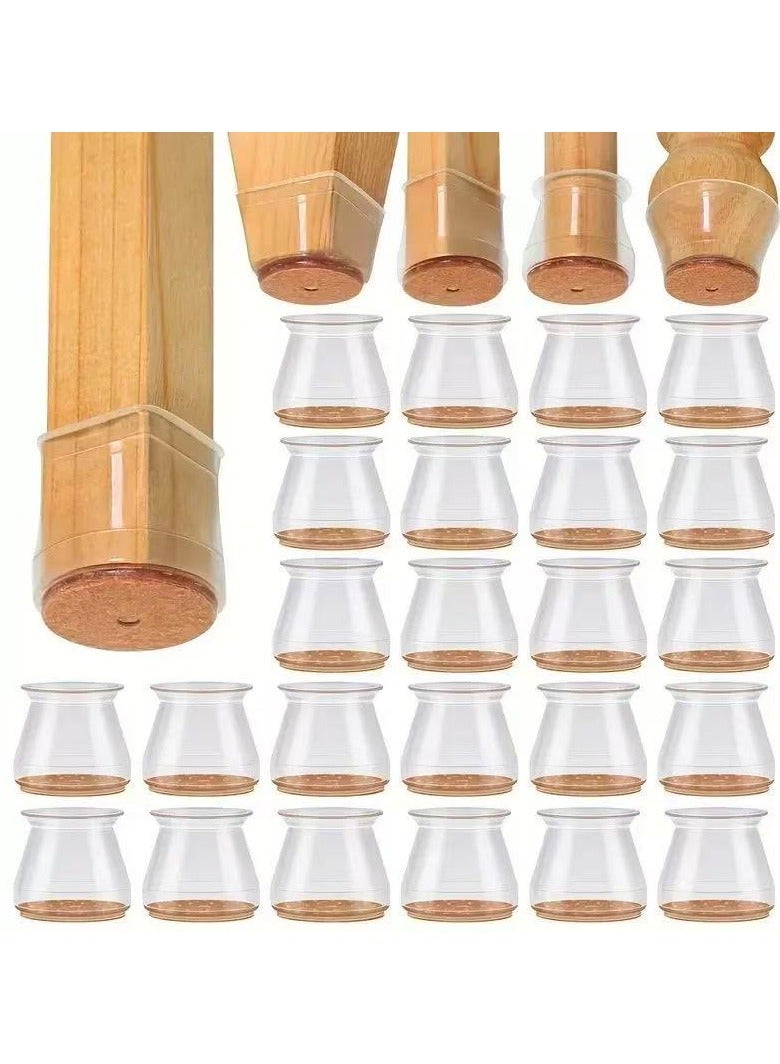 32-Piece Silicone Chair Leg Protectors for Hardwood Floors – Square Non-Slip Caps (34-50cm), Thick & Durable, Scratch-Resistant Floor Guards (Clear) - Image 1
