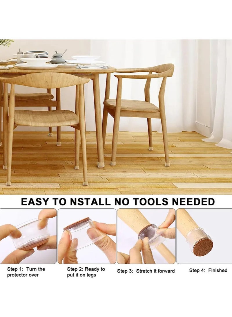 32-Piece Silicone Chair Leg Protectors for Hardwood Floors – Square Non-Slip Caps (34-50cm), Thick & Durable, Scratch-Resistant Floor Guards (Clear) - Image 4