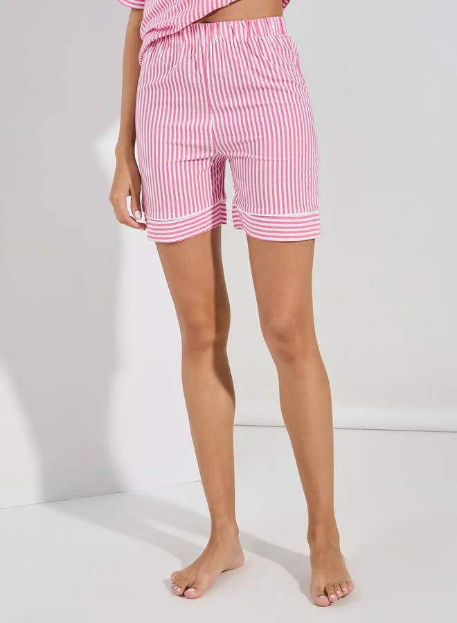 ستايلي Cotton Linen Stripe Button Through Shirt & Shorts Set