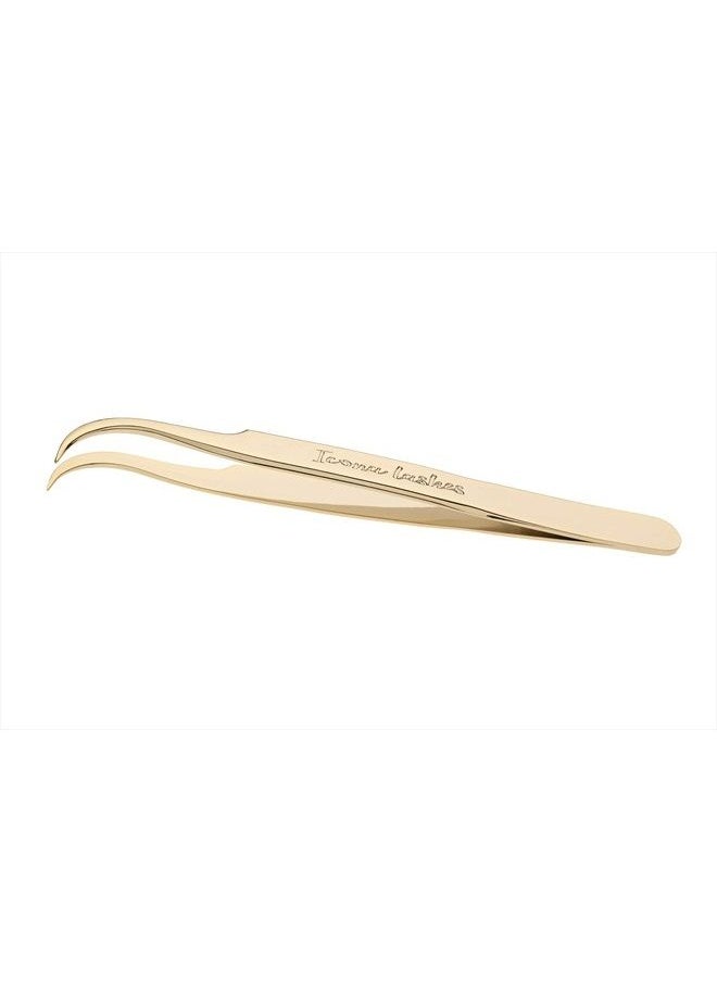 Icona Lashes Eyelash Tweezers for Applying & Adjusting False Lashes || High Grade Stainless Steel Tweezer with Curved Precision Tip & Elegant 24K Gold Plating, by Icona Lashes  - Image 2