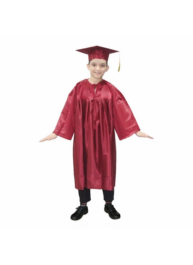 Kaku Fancy Dresses Kaku Fancy Dresses Graduation Gown With Hat & Stole/Scarf | Degree Costume For Convocation Dress For Boys & Girls (Maroon, 5-6 Years) - Silk  - Image 1