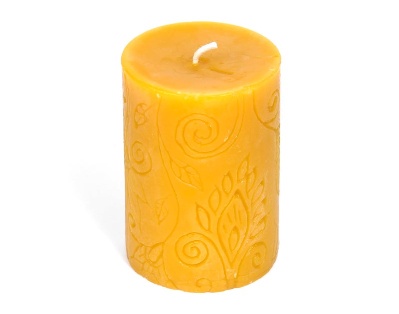 Bee The Light BeeTheLight Beeswax Pillar Candle - 100% Pure Bees Wax - Choose Your Size and Color - Up to 72 Hour Burn Time - Approx. 2x3, 3x4, 3x6 - Unscented - Natural Light Honey Scent (Natural Yellow, Small) - Image 2